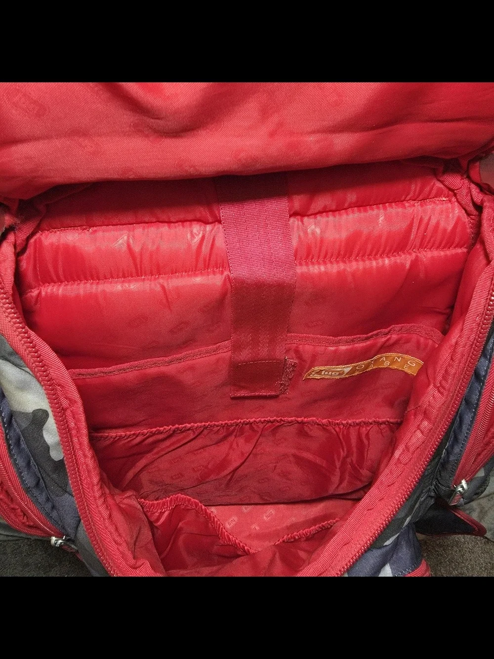 lug Men's Gray Camouflage Backpack with Red Accents